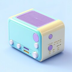 Fototapeta premium Pastel Retro Futuristic Device with Buttons and Vents, Rendered in 3D