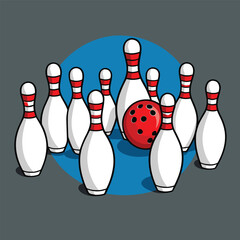 bowling vector art illustration for graphic design