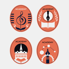 Set of University or Academy Modern Badge Set