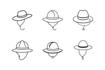 fishing hat icon line art vector illustration