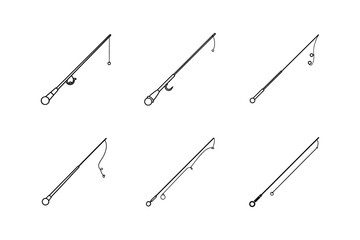 fishing rod line art vector illustration