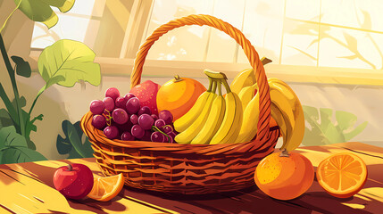 Vibrant fruit basket a basket filled with ripe banana