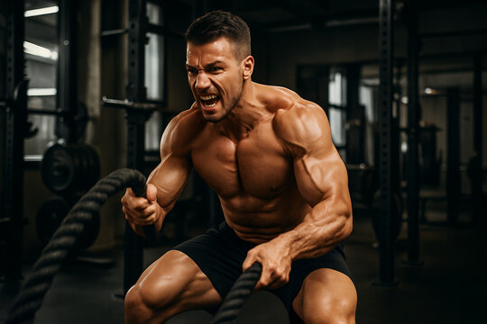 bodybuilder training in the gym