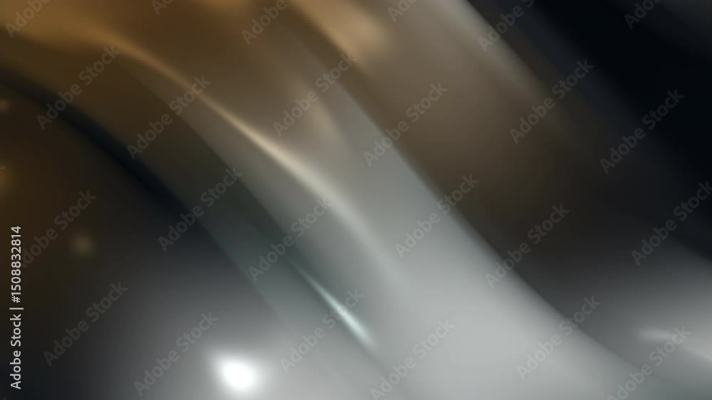 Poster abstract motion graphics of flowing metallic bronze and gray shapes. smooth, glossy texture with sub