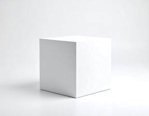 Naklejka premium Blank white cube on white background (1)