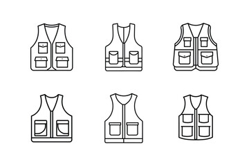 fishing vest line art vector illustration