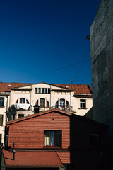 House with round balconies in Riga