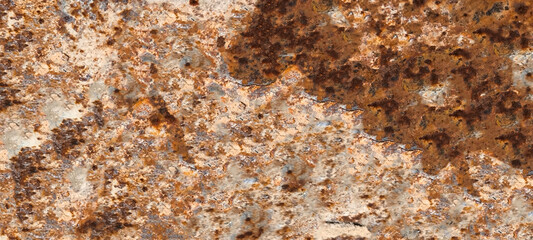 Rust on the iron door for the background. old peeling paint on rusty gates.