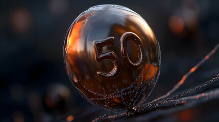 Abstract Glowing Sphere With Number 50