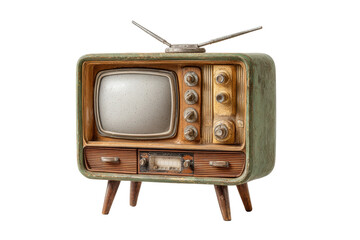 PNG Vintage wooden television set with antennas and dials on legs