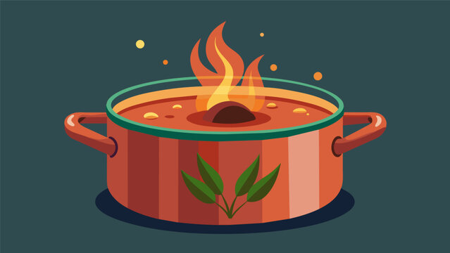 A rich and velvety scent emanates from the simmering pot hinting at a secret ingredient of caramelized onions.. Vector illustration