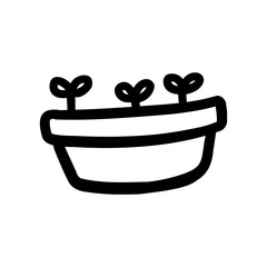 seed in pot icon doodle