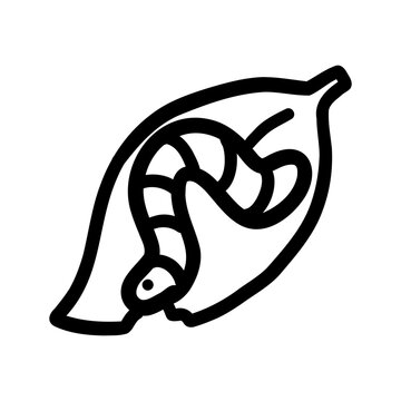 black worm inside leaf clip art preview