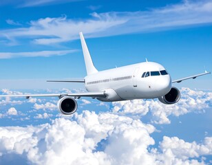 Obraz premium White airplane in a cloudy sky