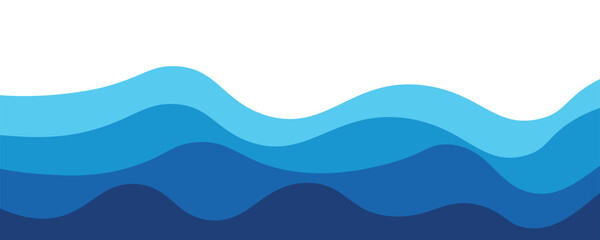 Seamless sea waves layered vector background. Blue ocean waves. Water wave pattern design.