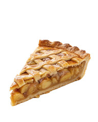 Piece of tasty apple pie isolated on transparent background
