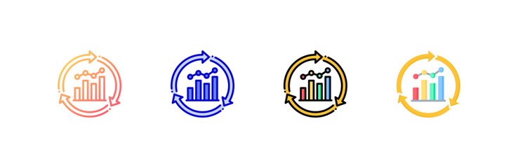 Continuous Improvement Icon set multiple style collection