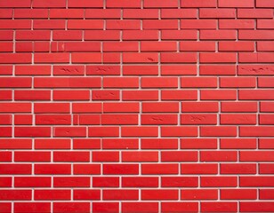 A vibrant red brick wall, evenly laid, provides a solid textured background