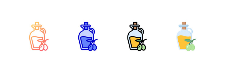 Olive Oil Icon set multiple style collection