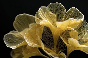 Delicate, golden-toned fungal formations.
