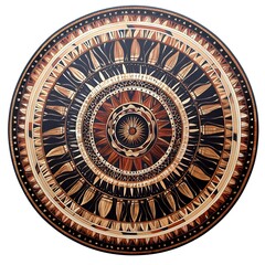 Obraz premium Intricate Circular Wood Marquetry Design Tabletop Exquisite Ancient Art Deco Pattern
