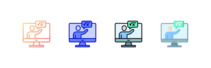 Online Teaching Icon set multiple style collection