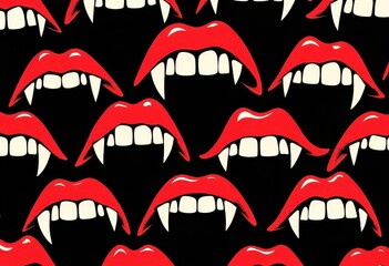 Pop Art Vampire Fangs, Halloween and Horror Background