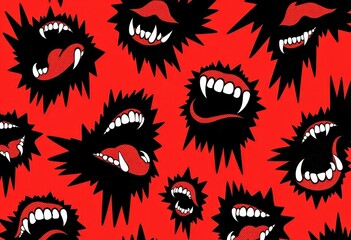 Pop Art Vampire Fangs, Halloween and Horror Background