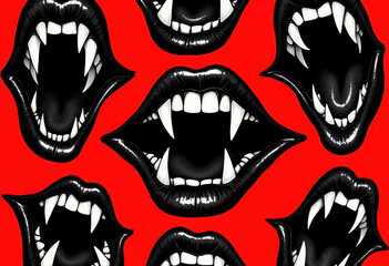 Pop Art Vampire Fangs, Halloween and Horror Background