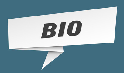 bio banner. bio speech bubble, label, sticker, sign template