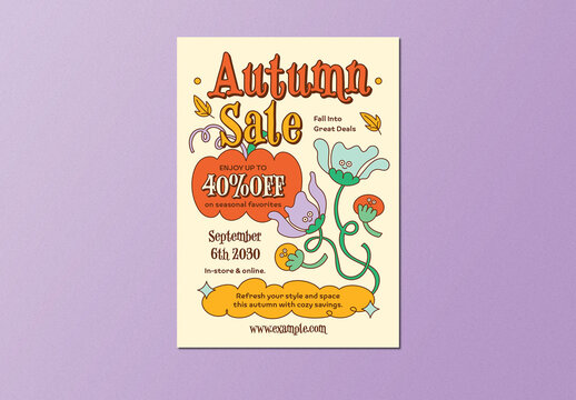 Orange Modern Autumn Sale Flyer Layout