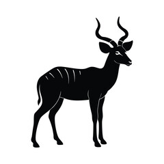 Kudu in Savanna Vector Silhouette