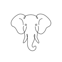 Elephant face illustration in a continuous line, minimal sketch