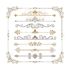 Obraz premium Transparent PNG available Elegant decorative dividers, ornate line separators, vintage flourish designs, whimsical borders, and charming embellishments for creative projects, invitations, and layouts 
