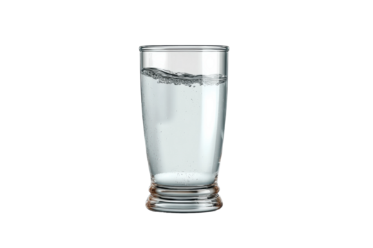 PNG Clear glass of water with gentle ripple effect on black background