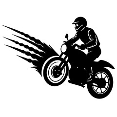 Fototapeta premium Biker Doing Stunt on Motorcycle Silhouette