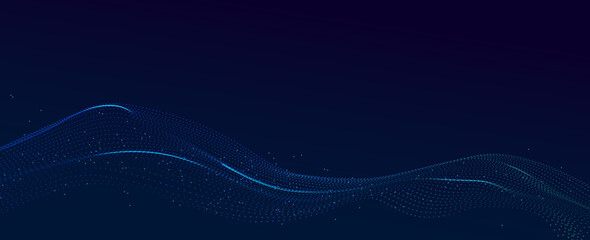 Futuristic Abstract Blue Particle Wave Background. Digital Data Network Concept for Technology, Business, and Vibrant Modern Design
