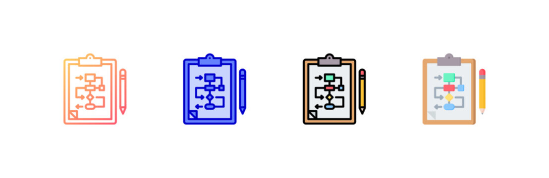 Flowchart Icon set multiple style collection