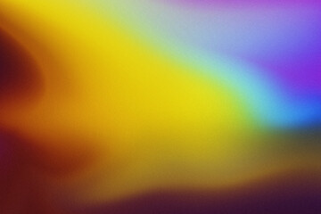 Abstract dreamy noise gradient background in vibrant fusion of purple yellow and blue hues creates...
