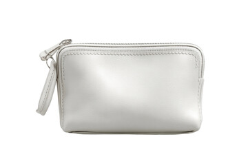 PNG Minimalist white leather wallet with zipper and wrist strap