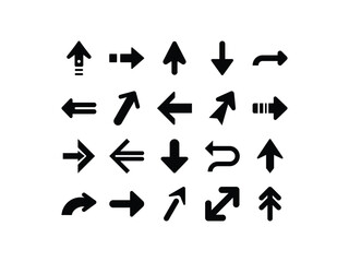 Black vector arrows collection. Arrow. Cursor. Arrow vector icon. Modern simple arrows. Collection different Arrows on flat style. Direction symbols.vector illustration Template.