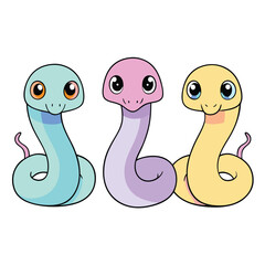 pink and blue cartoon snake white background