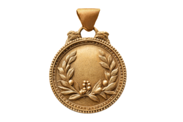 PNG Elegant gold medal with laurel wreath design symbolizing achievement and excellence