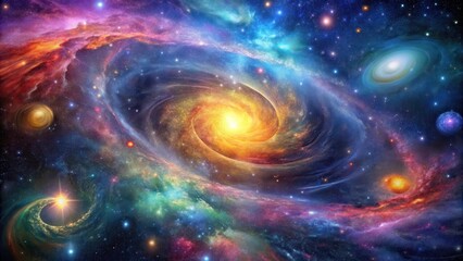 Obraz premium Cosmic Swirls in Deep Space , stars, colorful cosmos, stars, colorful cosmos