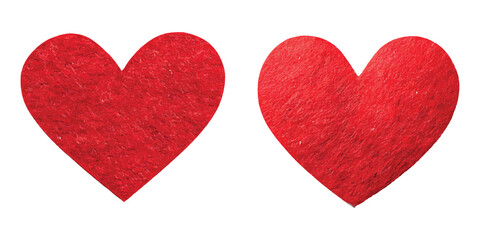 Two red textured heart shapes