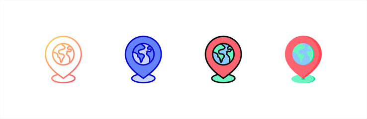 Pin Location icon set multiple style collection