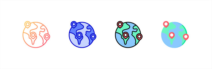 Destination icon set multiple style collection