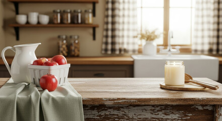 Rustic Farmhouse Kitchen Table Mockup for Product Placement