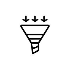Simple funnel icon with directional arrows indicating flow