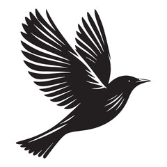 Fototapeta premium Soaring Starling silhouette mid-flight – Starling illustration – Minimalist Starling vector – Bird silhouette